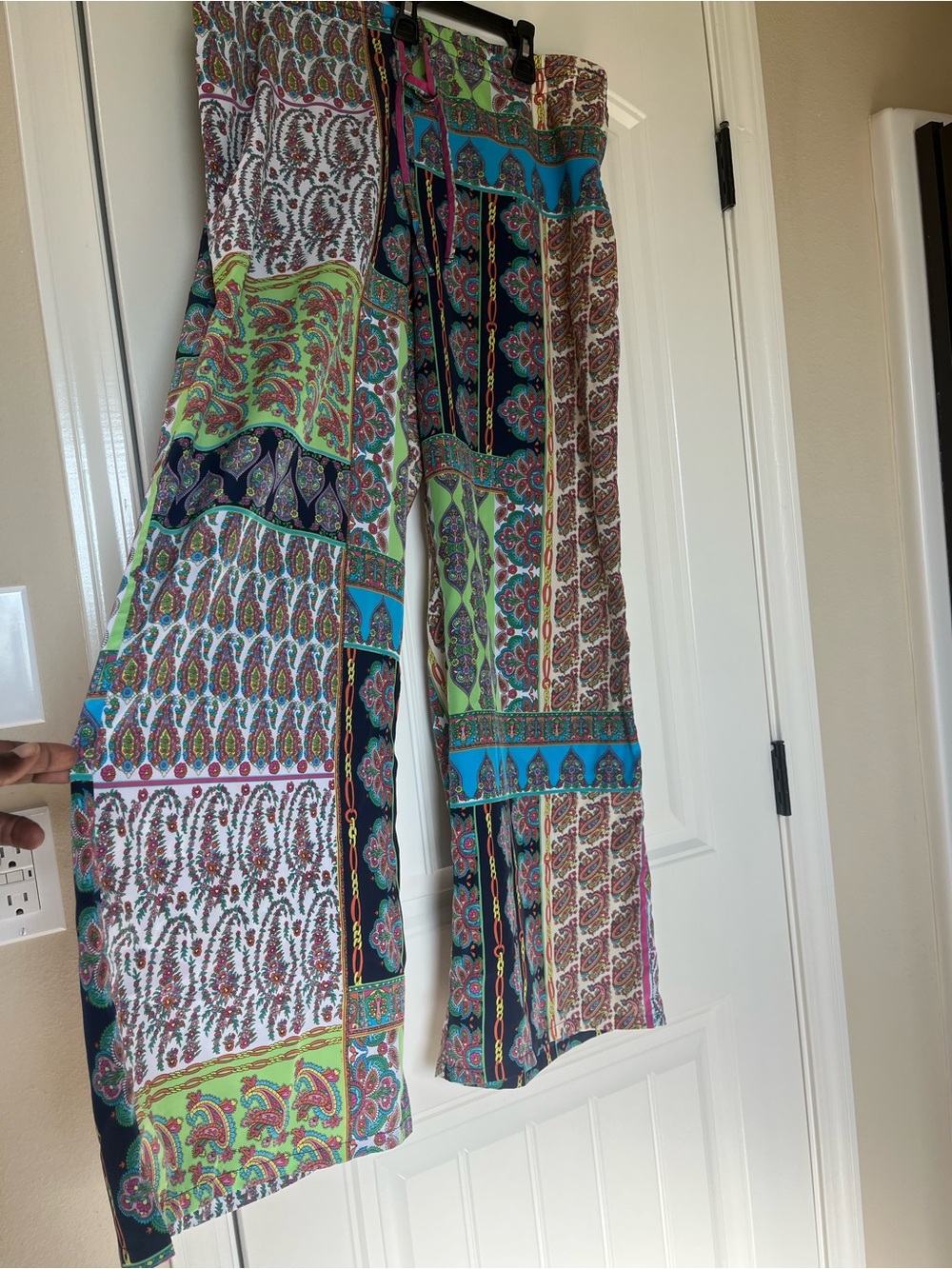 Liz Claiborne XL Boho Paisley Palazzo Pants Wide Leg Full Length